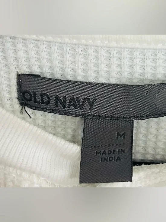 Old Navy Thermal Henley Top M White Waffle Knit Exposed Seam Grunge Y2K Basics - Picture 4 of 5